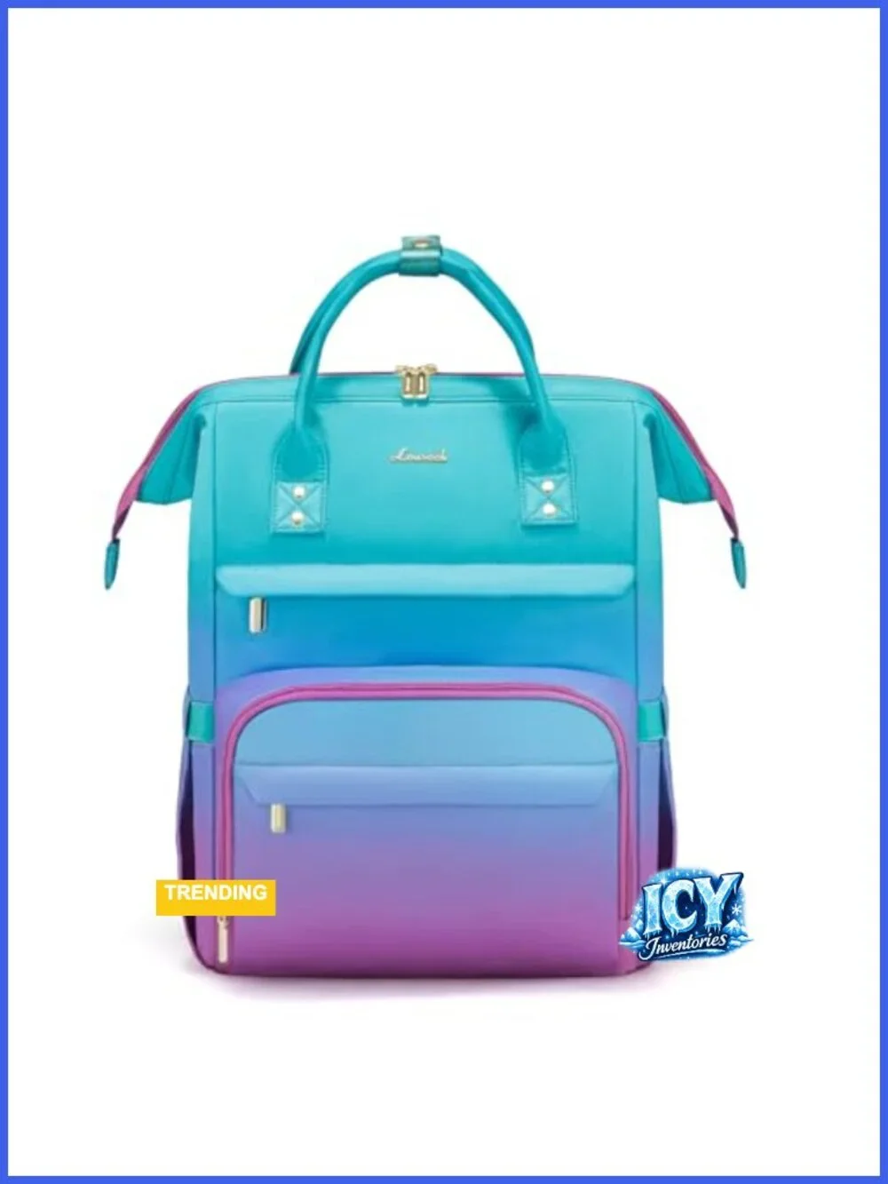 Gradient Laptop Backpack with Anti-Theft Pocket Waterproof Work College Travel
